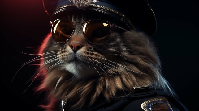 Maine Coon as dapper police officer ai generated character anthropomorphic