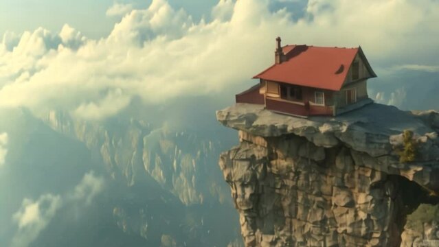 video of a house on the edge of a cliff