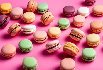Obraz premium Macarons sur fond rose