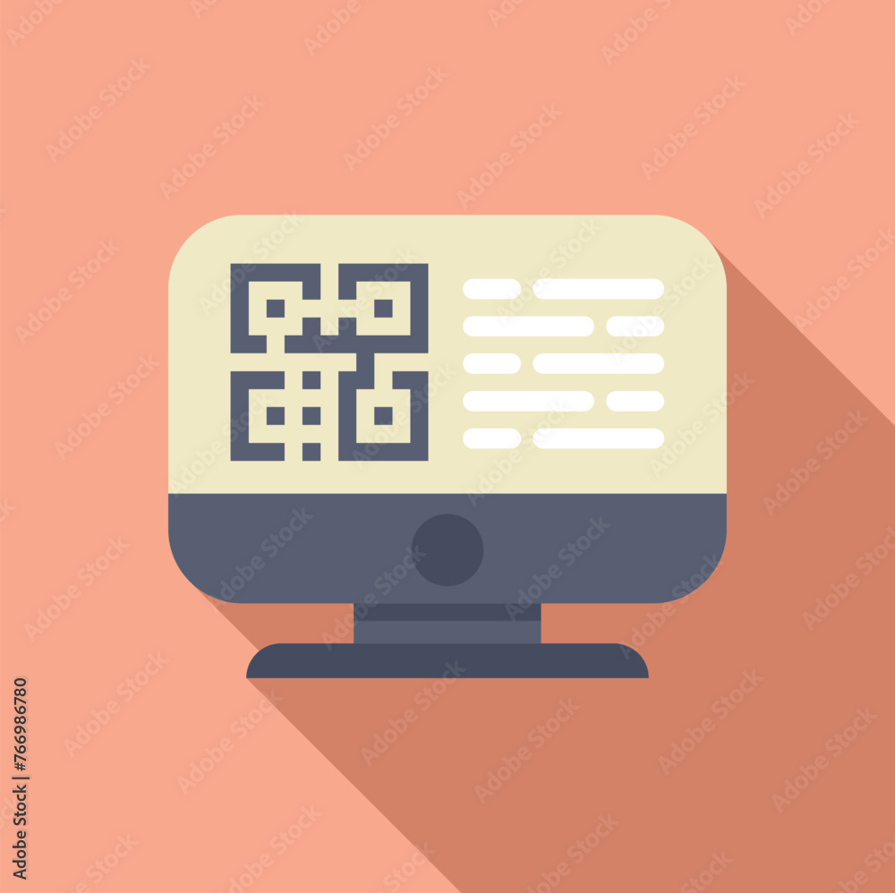 Poster scan qr code icon flat vector. access computer account. internet message