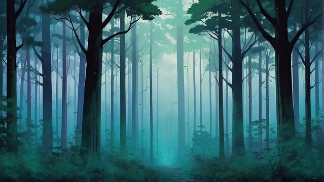 Experience the eerie beauty of a nocturnal forest in stunning 4K video footage loop