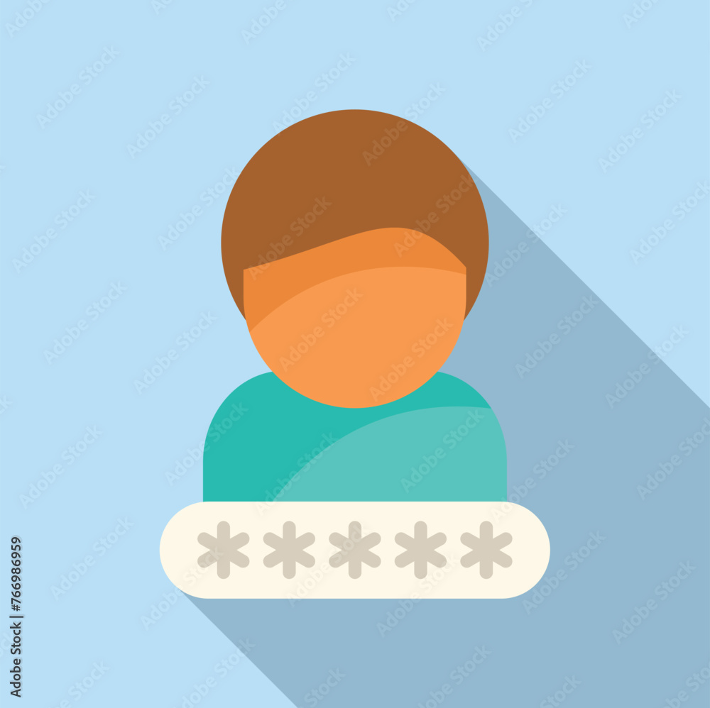 Poster change user password icon flat vector. two step access. identity login process