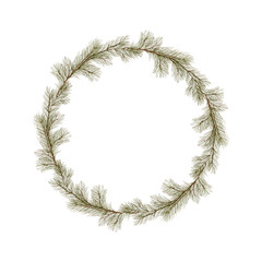 Christmas illustration of a coniferous wreath