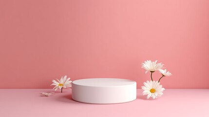 White round template podium mockup natural organic cosmetic product presentation