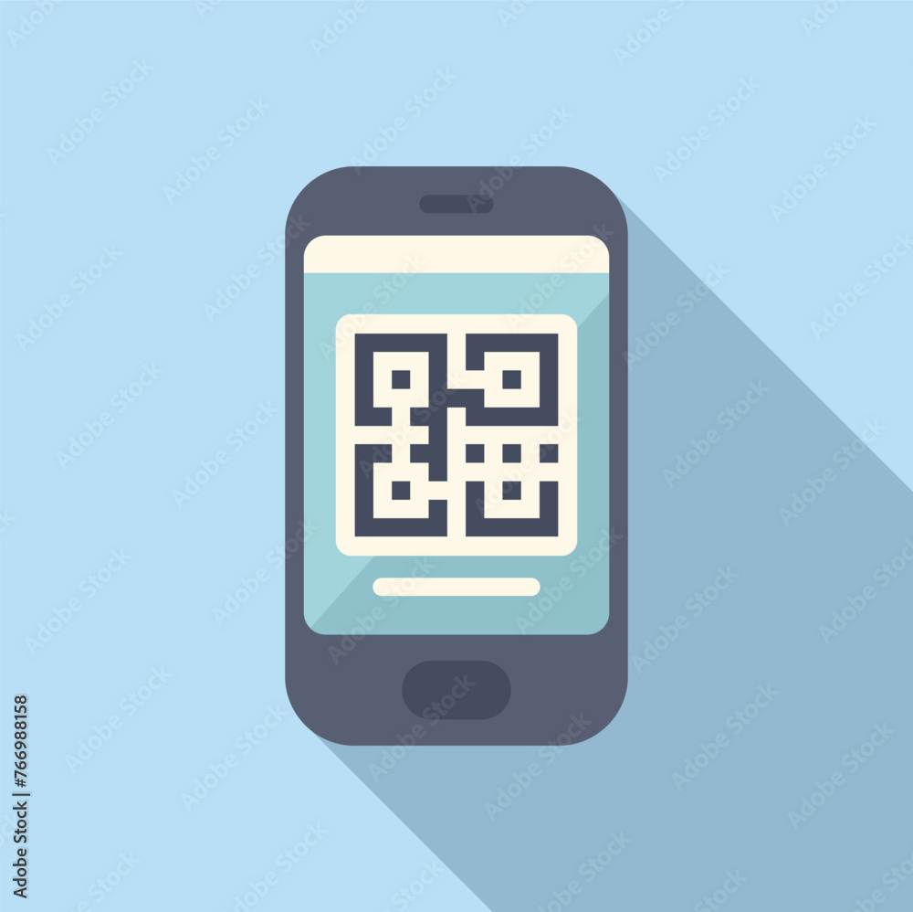 Poster scan qr code with phone icon flat vector. login account. user validation online