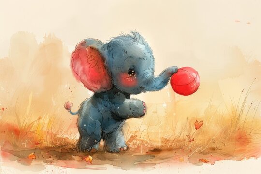 Elephant with ball cartoon