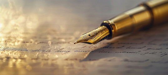 A gold pen seals contracts, marking success and achievement of goals.