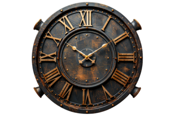 Clock With Roman Numerals on White Background. On a Clear PNG or White Background.