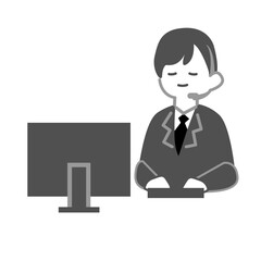 満足げな表情のコールセンター の男性