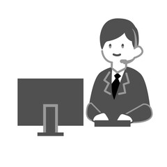 ニコッとした表情のコールセンター の男性