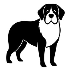 Saint Bernard dog and cute puppy silhouette vector  isolated on white