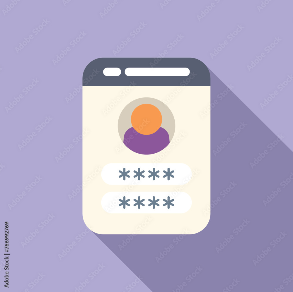Poster user passcode access icon flat vector. register verify. step safe account