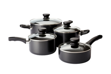 Set of Pots and Pans on White Background. On a Clear PNG or White Background.