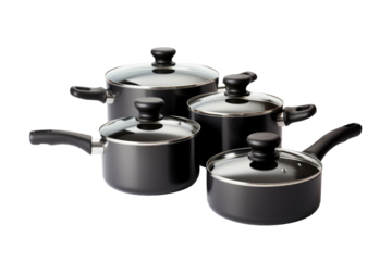 Set of Pots and Pans on White Background. On a Clear PNG or White Background.