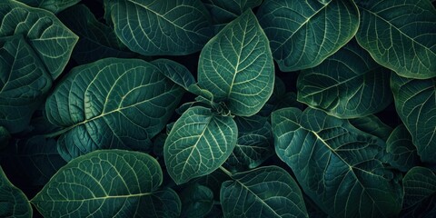 Close-up of Vibrant Green Leaves Texture