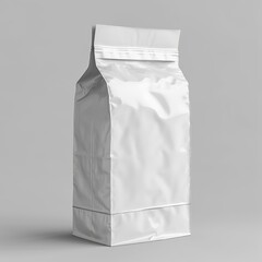 White Paper Bag on Gray Background