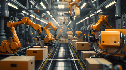 Industrial machines like forklifts in warehouses and on factory floors keep production lines moving - obrazy, fototapety, plakaty