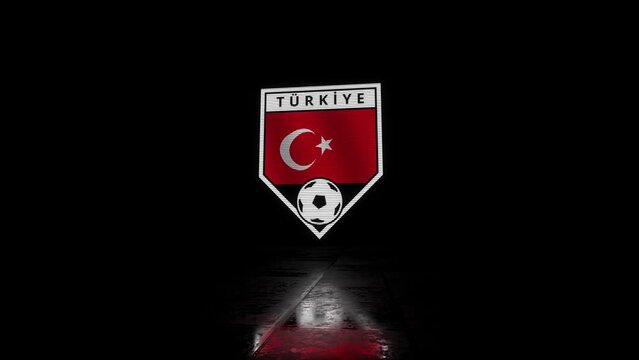 Turkey Glitchy Shield Shaped Football or Soccer Badge with a Waving Flag