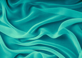 Green cloth pattern close view, textile material background