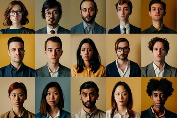 A Series of Portraits of a Group of People - obrazy, fototapety, plakaty