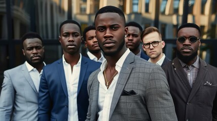 Group of Men Standing Together - obrazy, fototapety, plakaty