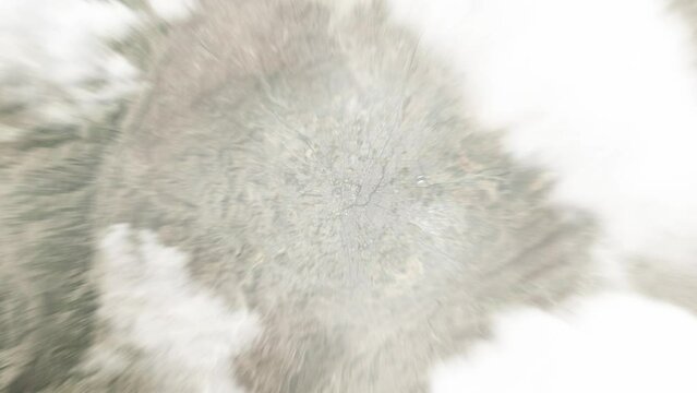 Earth zoom in from space to At Ta'if, Saudi Arabia. Followed by zoom out through clouds and atmosphere into space. Satellite view. Travel intro. Images from NASA