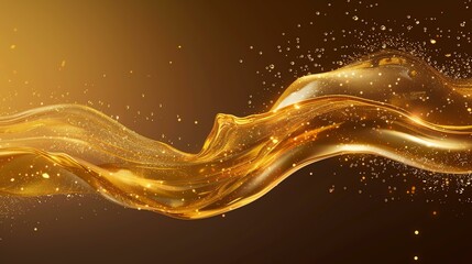 Golden liquid wave flowing on a dark background.