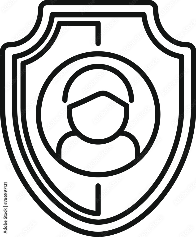 Poster secured user shield icon outline vector. two factor authentication. access account