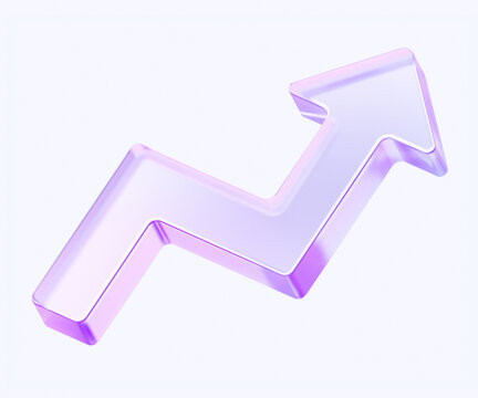 arrow icon with colorful gradient. 3d rendering illustration for graphic design, ui ux design, presentation or background. shape with glass effect	
