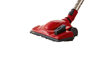 Red and Black Vacuum Cleaner on White Background. On a Clear PNG or White Background.