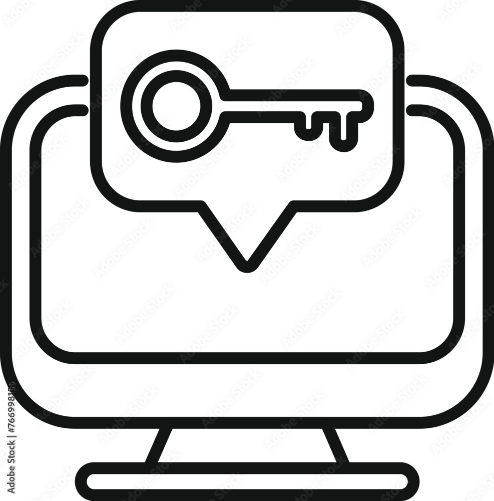 Sticker Computer password key icon outline vector. Code mobile. Register verify step