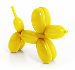 Yellow balloon dog isolated on white background. 3D illustration