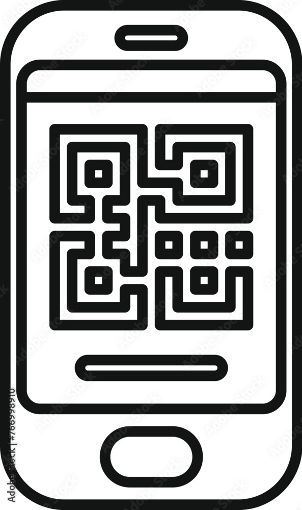 Poster scan qr code with phone icon outline vector. login account. user validation online