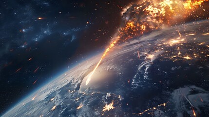 Space View: Meteor Impact on Earth Captured from High Above - obrazy, fototapety, plakaty