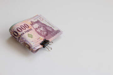 Banknotes on the table.