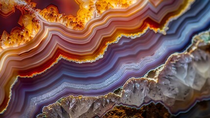 Colorful agate mineral cross section. Abstract natural background. - obrazy, fototapety, plakaty