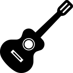 Guitar black silhouette icon isolated