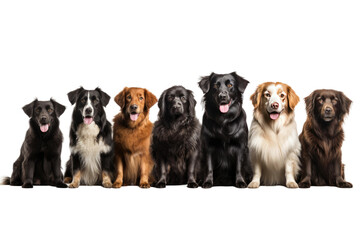 Group of Dogs Sitting Together. On a Clear PNG or White Background.