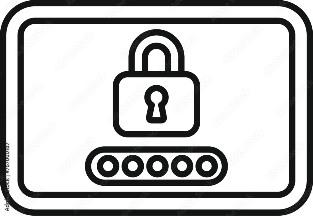 Poster tablet enter passcode icon outline vector. access computer. login verify step