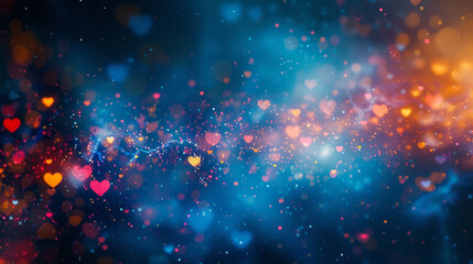 Magical Glowing Hearts Bokeh Lights Background