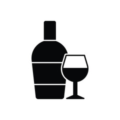 Black Solid  Wine vector icon.