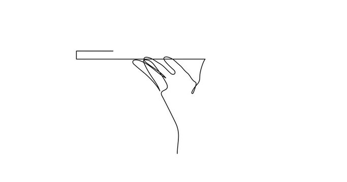 Hand holds tray one-line art animation,hand drawn continuous contour drawing motion.Waiter palms with fingers carry order to customer,single line style outline video design.4k self-drawing movie