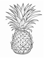 This intricate black and white illustration of a pineapple on a clean white backdrop perfectly captures the essence of this tropical fruit. Ideal for decor enthusiasts and food lovers alike.