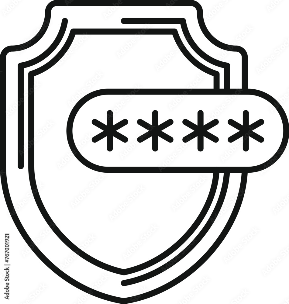 Poster password shield access icon outline vector. multi authentication. two factor step