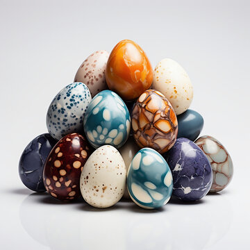 Painted Easter eggs isolated on white background. 3d illustration.