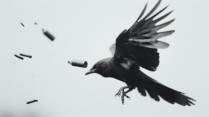 Fast and Fatal: Bird's Path Crosses with Oncoming Bullet Projectile - obrazy, fototapety, plakaty