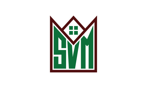 SVM initial letter builders real estate logo design vector. construction, housing, home marker, property, building, apartment, flat, compartment, business, corporate, house rent, rental, commercial