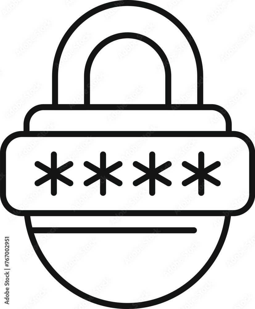 Poster lock online data icon outline vector. access learning. multi registration account