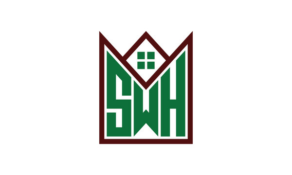 SWH initial letter builders real estate logo design vector. construction, housing, home marker, property, building, apartment, flat, compartment, business, corporate, house rent, rental, commercial