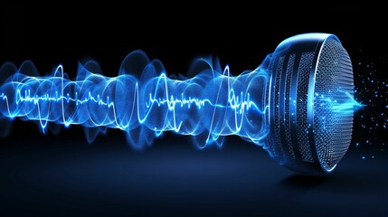 Dynamic Sound Waves Concept, Blue Audio Visualizer, Modern Technology Theme